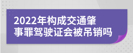 2022年构成交通肇事罪驾驶证会被吊销吗