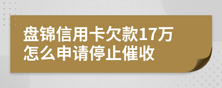 盘锦信用卡欠款17万怎么申请停止催收