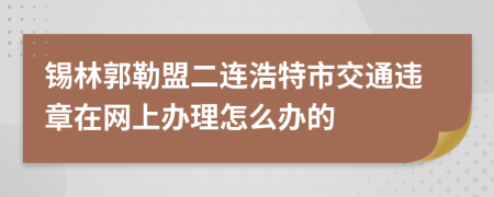 锡林郭勒盟二连浩特市交通违章在网上办理怎么办的