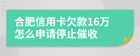 合肥信用卡欠款16万怎么申请停止催收