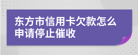 东方市信用卡欠款怎么申请停止催收