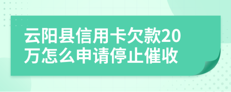 云阳县信用卡欠款20万怎么申请停止催收