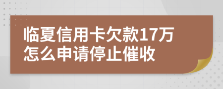 临夏信用卡欠款17万怎么申请停止催收