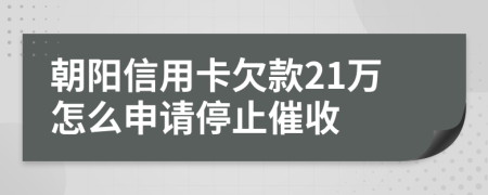 朝阳信用卡欠款21万怎么申请停止催收