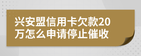 兴安盟信用卡欠款20万怎么申请停止催收