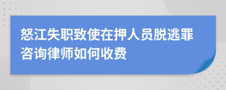 怒江失职致使在押人员脱逃罪咨询律师如何收费