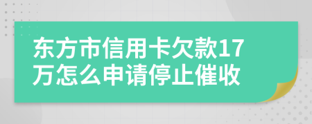 东方市信用卡欠款17万怎么申请停止催收