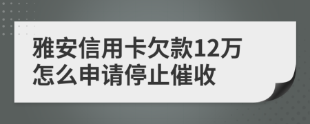 雅安信用卡欠款12万怎么申请停止催收