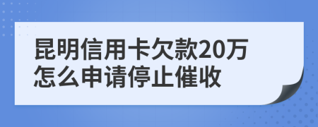 昆明信用卡欠款20万怎么申请停止催收