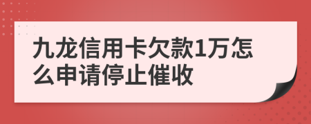 九龙信用卡欠款1万怎么申请停止催收