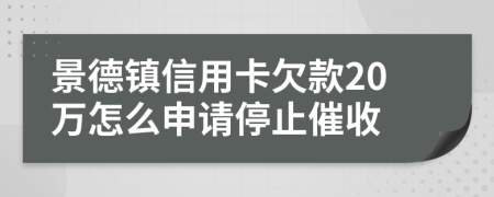 景德镇信用卡欠款20万怎么申请停止催收