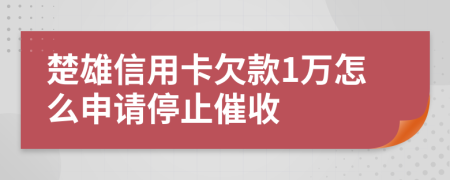 楚雄信用卡欠款1万怎么申请停止催收