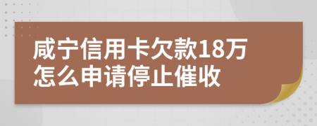 咸宁信用卡欠款18万怎么申请停止催收