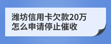 潍坊信用卡欠款20万怎么申请停止催收