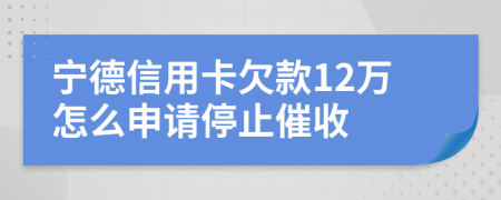 宁德信用卡欠款12万怎么申请停止催收