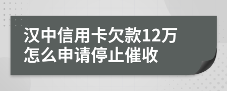 汉中信用卡欠款12万怎么申请停止催收