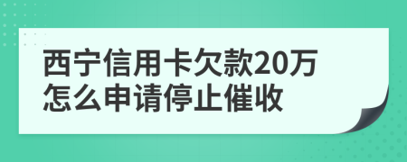 西宁信用卡欠款20万怎么申请停止催收