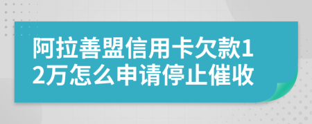 阿拉善盟信用卡欠款12万怎么申请停止催收