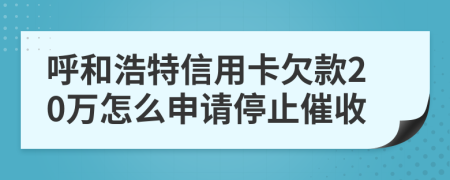 呼和浩特信用卡欠款20万怎么申请停止催收