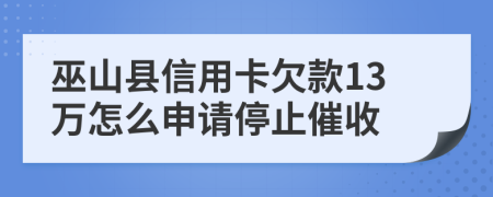 巫山县信用卡欠款13万怎么申请停止催收