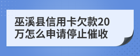 巫溪县信用卡欠款20万怎么申请停止催收