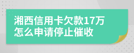 湘西信用卡欠款17万怎么申请停止催收