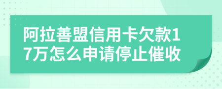 阿拉善盟信用卡欠款17万怎么申请停止催收