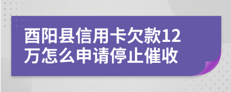 酉阳县信用卡欠款12万怎么申请停止催收
