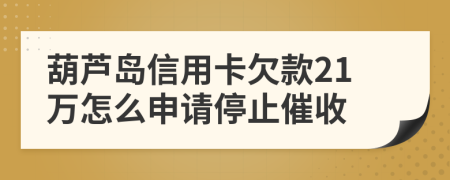 葫芦岛信用卡欠款21万怎么申请停止催收