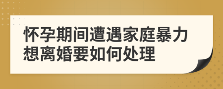 怀孕期间遭遇家庭暴力想离婚要如何处理