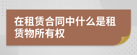 在租赁合同中什么是租赁物所有权