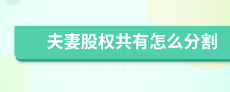 夫妻股权共有怎么分割
