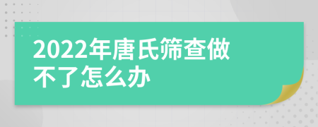 2022年唐氏筛查做不了怎么办