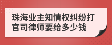 珠海业主知情权纠纷打官司律师要给多少钱