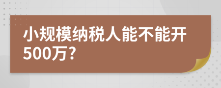 小规模纳税人能不能开500万?