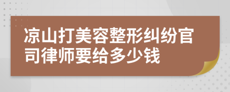 凉山打美容整形纠纷官司律师要给多少钱