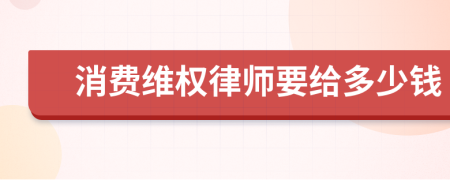 消费维权律师要给多少钱