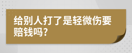 给别人打了是轻微伤要赔钱吗?