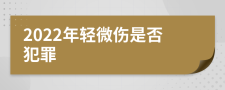 2022年轻微伤是否犯罪