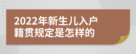 2022年新生儿入户籍贯规定是怎样的