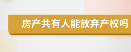 房产共有人能放弃产权吗