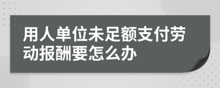 用人单位未足额支付劳动报酬要怎么办