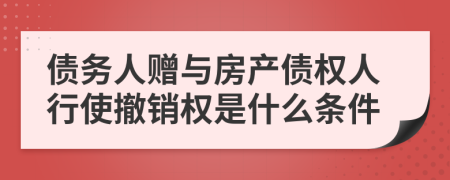 债务人赠与房产债权人行使撤销权是什么条件