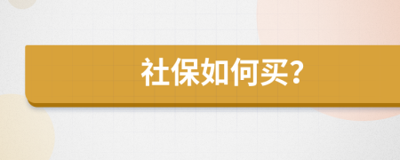 社保如何买？