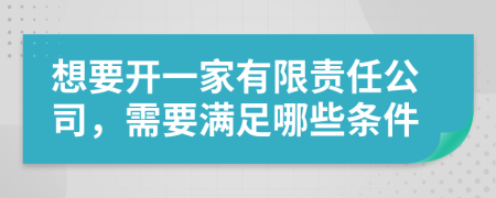 想要开一家有限责任公司，需要满足哪些条件