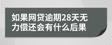 如果网贷逾期28天无力偿还会有什么后果