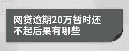 网贷逾期20万暂时还不起后果有哪些