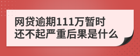 网贷逾期111万暂时还不起严重后果是什么