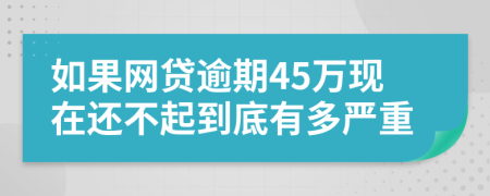 如果网贷逾期45万现在还不起到底有多严重