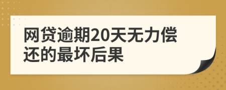 网贷逾期20天无力偿还的最坏后果